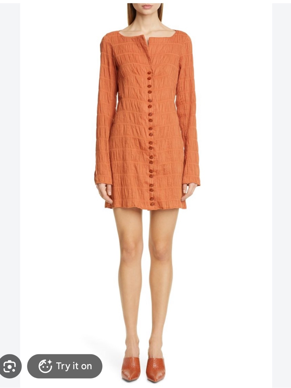 CULT GAIA Lafina Long Sleeve Crinkle Minidress NWOT